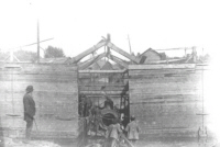 Lifting  wrecked locomotive from canal near swing bridge  1891