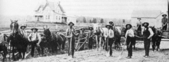 Statute Labour gang on Fallowfield Road in 1880