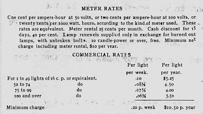 Electric Rates in 1905