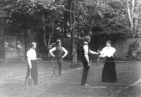 Tennis on the front lawn of Two Maples - c1893