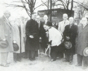 Sod breaking at the neew Canadian Martyrs